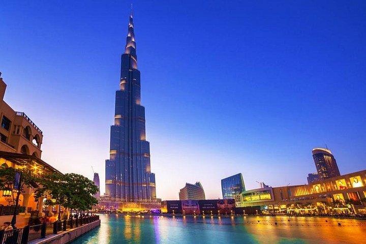 Visite de la ville de Dubaï de nuit avec billet Burj Khalifa et ramassage