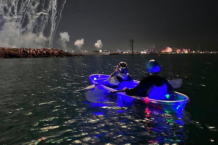 Kayak de nuit à Dubaï avec vue sur Burj Khalifa