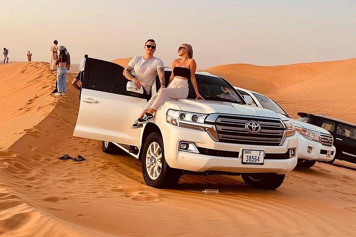 Safari privé dans le désert de Dubaï le matin, traversée des dunes, balade à dos de chameau, VTT