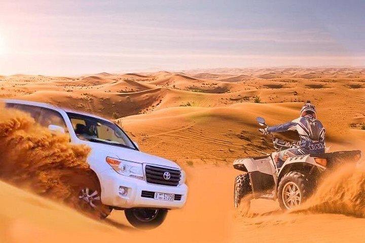 Safari dans le désert en quad de sable rouge avec balade à dos de chameau, barbecue et spectacles