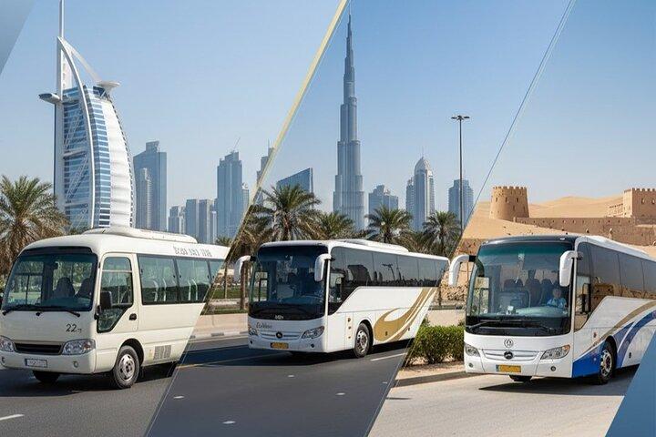 Transfert aéroport privé Dubaï–Autocar de luxe pour groupes Voyageurs