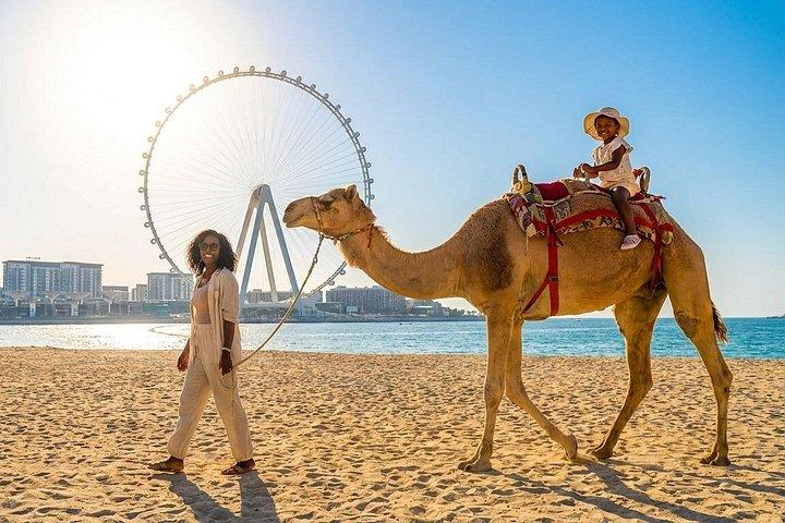 Balade en chameau le long de la plage JBR avec vue sur Dubaï