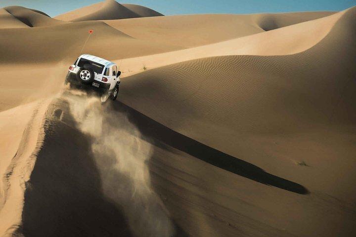 Safari matinal dans le désert de Dubaï avec Dune Bashing, sandboard et promenade à dos de chameau