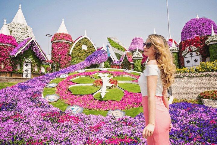 Visite privée guidée d'une journée complète de Dubaï avec billets Miracle Garden