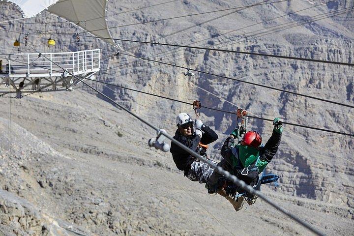 Visite privée du vol en tyrolienne Jebel Jais, le plus long du monde au départ de Dubaï