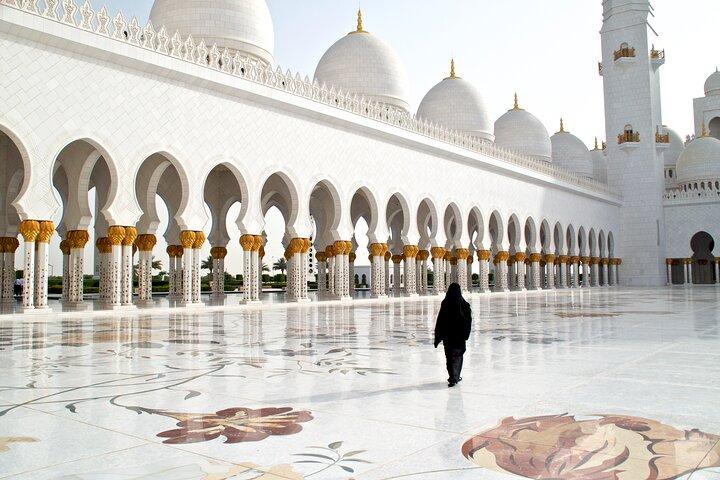 De Dubaï : Excursion d'une journée à Abu Dhabi Grande Mosquée, Palais Royal et déjeuner