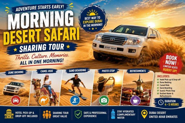 Safari matinal dans le désert avec balade à dos de chameau et planche à sable