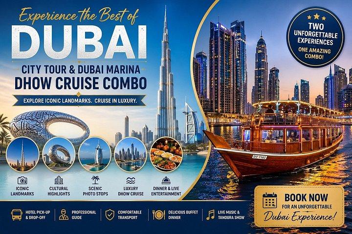 Dubaï City Tour et Dubai Marina Dhow Cruise Combo