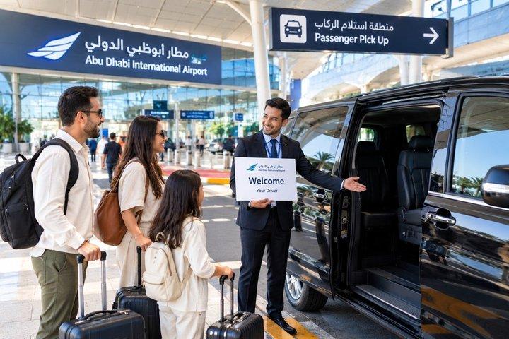 Transfert privé d'arrivée à l'aéroport d'Abu Dhabi vers n'importe quel hôtel des Émirats arabes unis